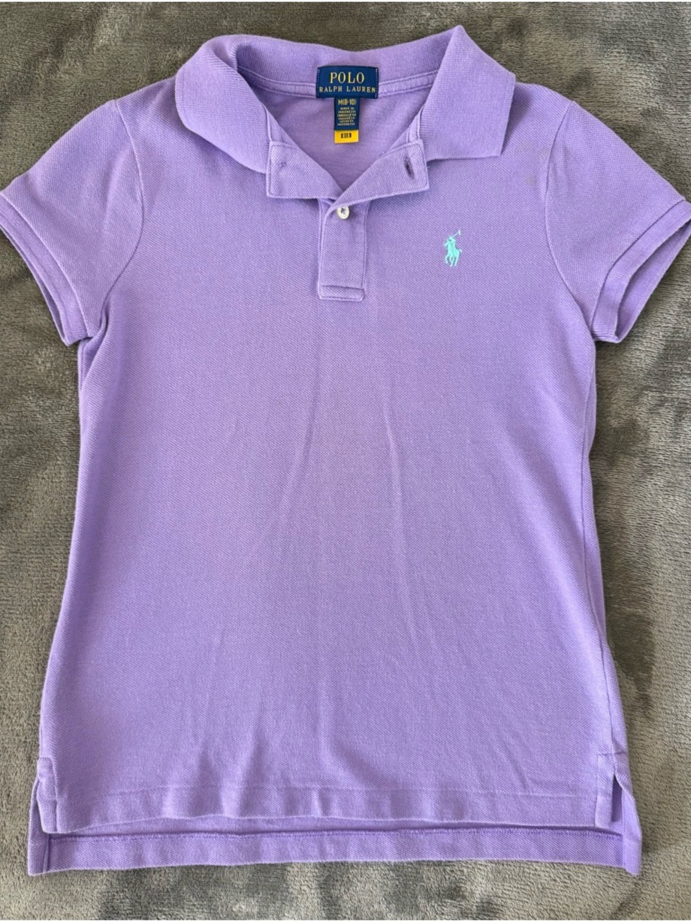 Ralph Lauren Girls Polo Shirt Size M (8-10) Purple Short Sleeve Cotton